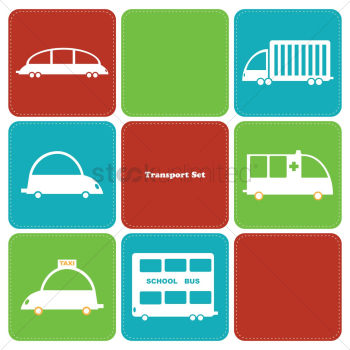 A set of illustrated vehicles