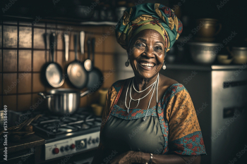a smiling elderly woman in the kitchen a smiling elderly woman in the kitchen