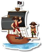 A sticker template with Pirates on the ship isolated Free Vector