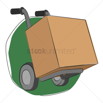 A trolley with carton box A trolley with carton box