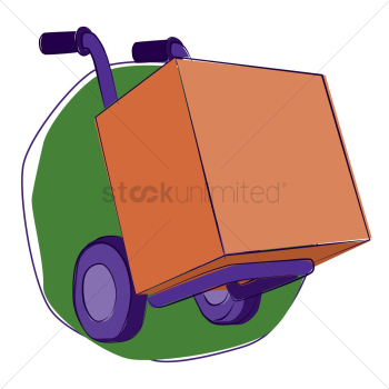 A trolley with carton box A trolley with carton box