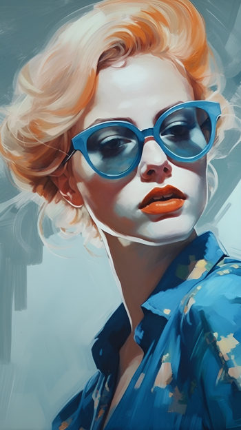 A woman in blue sunglasses, art generated by A.I A woman in blue sunglasses, art generated by A.I