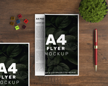 A4 flyer mockup of two Free Psd