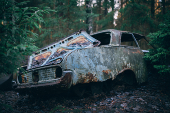 Abandoned Vehicle On Forest Abandoned Vehicle On Forest