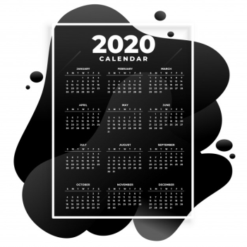 Absract black modern 2020 calendar template Free Vector Absract black modern 2020 calendar template Free Vector