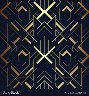 Abstract art deco seamless blue and golden vector image Abstract art deco seamless blue and golden vector image