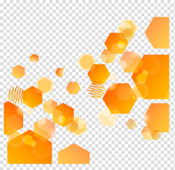 Abstract art Orange Hexagon, Orange translucent pattern background background material, orange transparent background PNG clipart