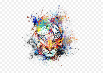 Abstract art Painting Drawing - Creative color ink splash tiger Avatar 