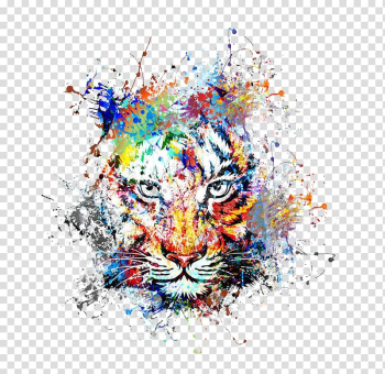 Abstract art Painting Drawing, Creative color ink splash tiger Avatar, tiger abstract art transparent background PNG clipart