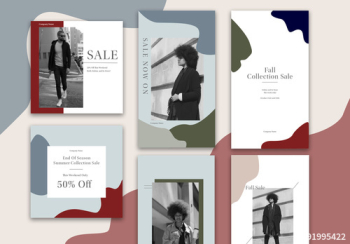 Abstract Autumn Seasonal Sales Social Set Abstract Autumn Seasonal Sales Social Set