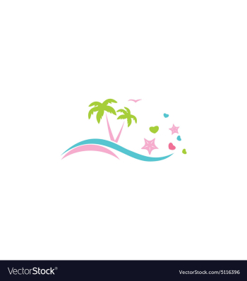  					Abstract beach palm tree love logo vector image														