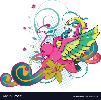 Abstract bird with floral vector image Abstract bird with floral vector image