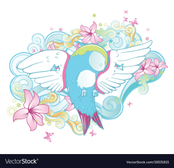 Abstract bird with floral vector image Abstract bird with floral vector image