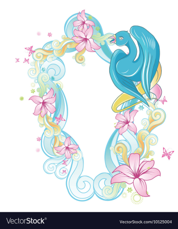 Abstract bird with floral vector image Abstract bird with floral vector image