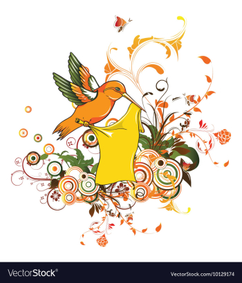 Abstract bird with floral vector image Abstract bird with floral vector image