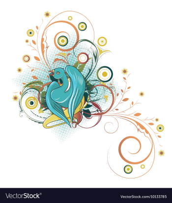 Abstract bird with floral vector image Abstract bird with floral vector image