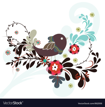 Abstract bird with floral vector image Abstract bird with floral vector image