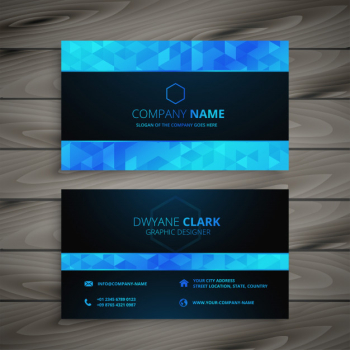 Abstract blue and black business card Free Vector