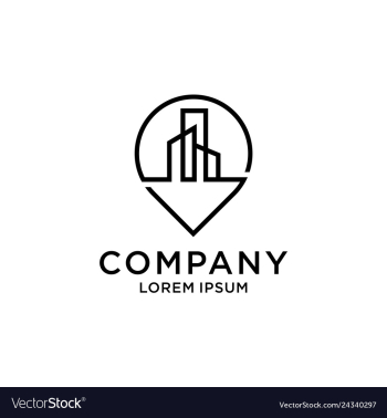 Abstract building pin symbol logo vector image Abstract building pin symbol logo vector image