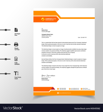 abstract business letterhead template orange