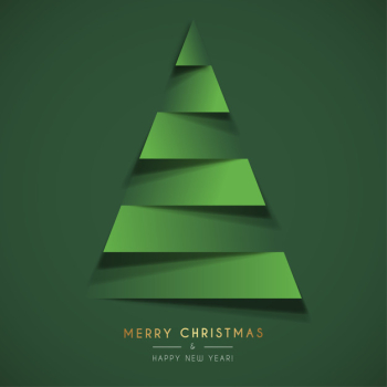 Abstract Christmas Card Template with Papercut Christmas Tree