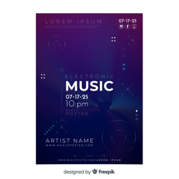 Abstract electronic music poster template Free Vector