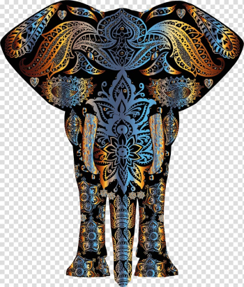 Abstract elephant , Elephant Gold Flower Pattern, Elephant transparent background PNG clipart