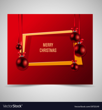 abstract golden frame with red christmas balls