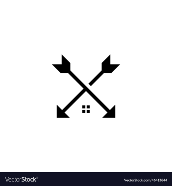 abstract home and arrow logo icon graphic