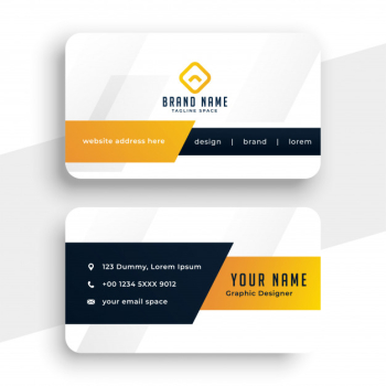 Abstract modern yellow business card template Free Vector