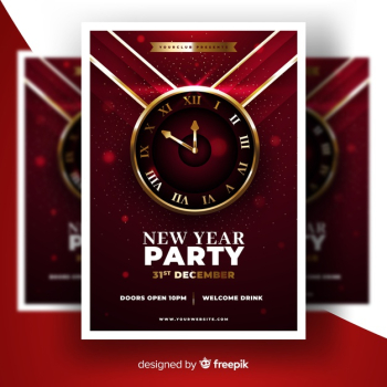 Abstract new year 2020 party poster template Free Vector