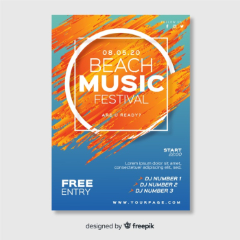 Abstract paint music festival poster template