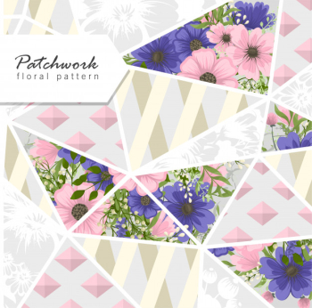 Abstract patchwork with flowers Free Vector Abstract patchwork with flowers Free Vector