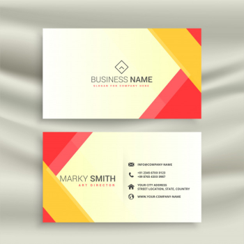 Abstract red yellow geometric business card design