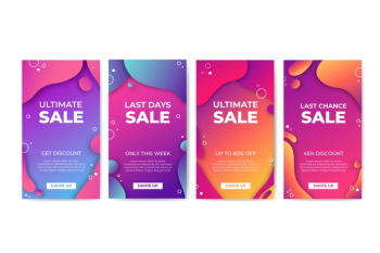 Abstract sale instagram story colourful collection Free Vector