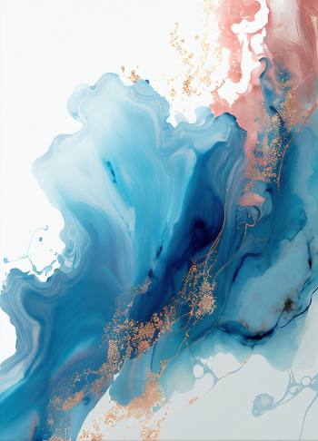 Abstract watercolor alcohol ink paint marble blue