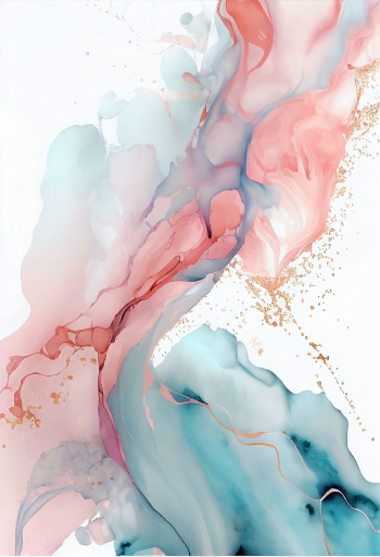 Abstract watercolor alcohol ink paint marble blue, pink, white