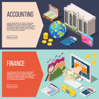 Accounting isometric banner set set Free Vector Accounting isometric banner set set Free Vector