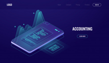 Accounting, money audit, finance management concept, mobile phone with graphic data