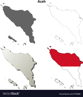 Aceh blank outline map set vector image Aceh blank outline map set vector image