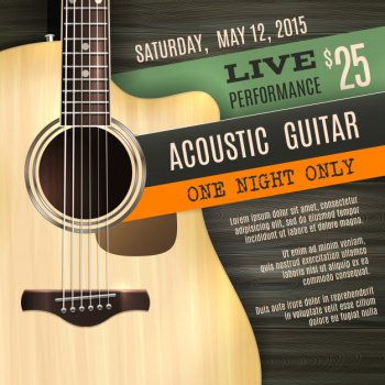Acoustic guitar poster Free Vector Acoustic guitar poster Free Vector
