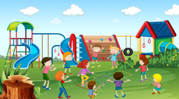 Active kids playing in outdoor scene Free Vector Active kids playing in outdoor scene Free Vector