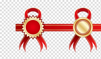 Adhesive tape Paper Ribbon Badge, Two red badge transparent background PNG clipart Adhesive tape Paper Ribbon Badge, Two red badge transparent background PNG clipart