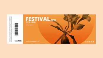 Admission ticket template with spring festival concept Free Psd