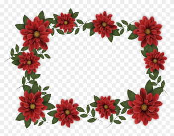 Adobe Illustrator Red Computer File - Red Flowers Border Png