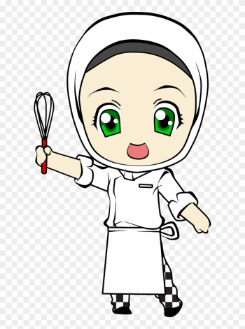 Adorable Cartoon Girl Chef With Original Size - Chef Hijab Clipart