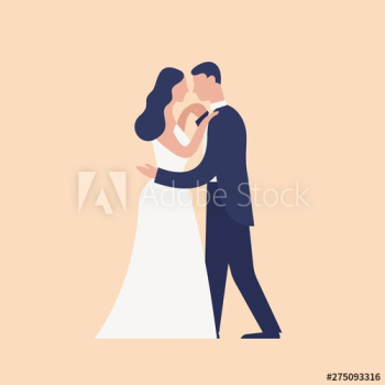 Adorable dancing newlyweds isolated on light background Adorable dancing newlyweds isolated on light background