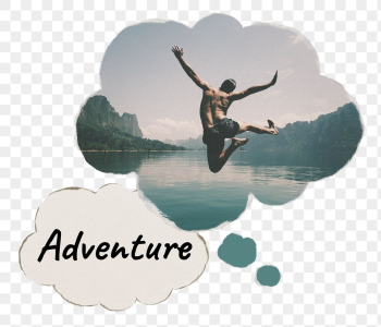 Adventure speech bubble, carefree man | Free PNG - rawpixel