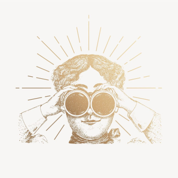 Adventurer using binoculars clipart, vintage | Free Vector Illustration - rawpixel