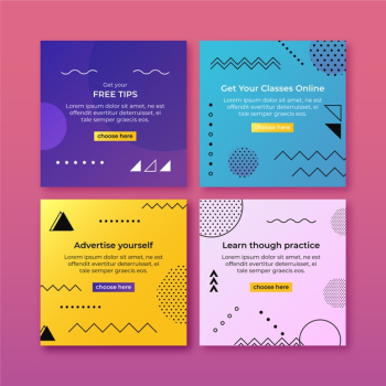 Advertise yourself tips instagram post collection Free Vector